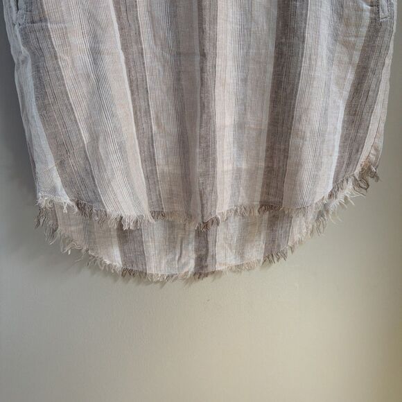 BeachLunchLounge S Women's Linen/Cotton Blend Striped Boho Short Sleeve Dress - Picture 4 of 8